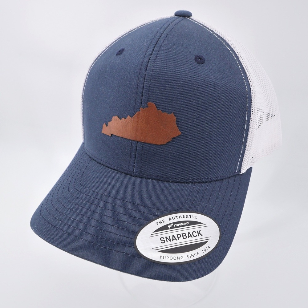 NEW Classic State Kentucky Leather Patch Trucker Hat Navy‎ Mens OSFA